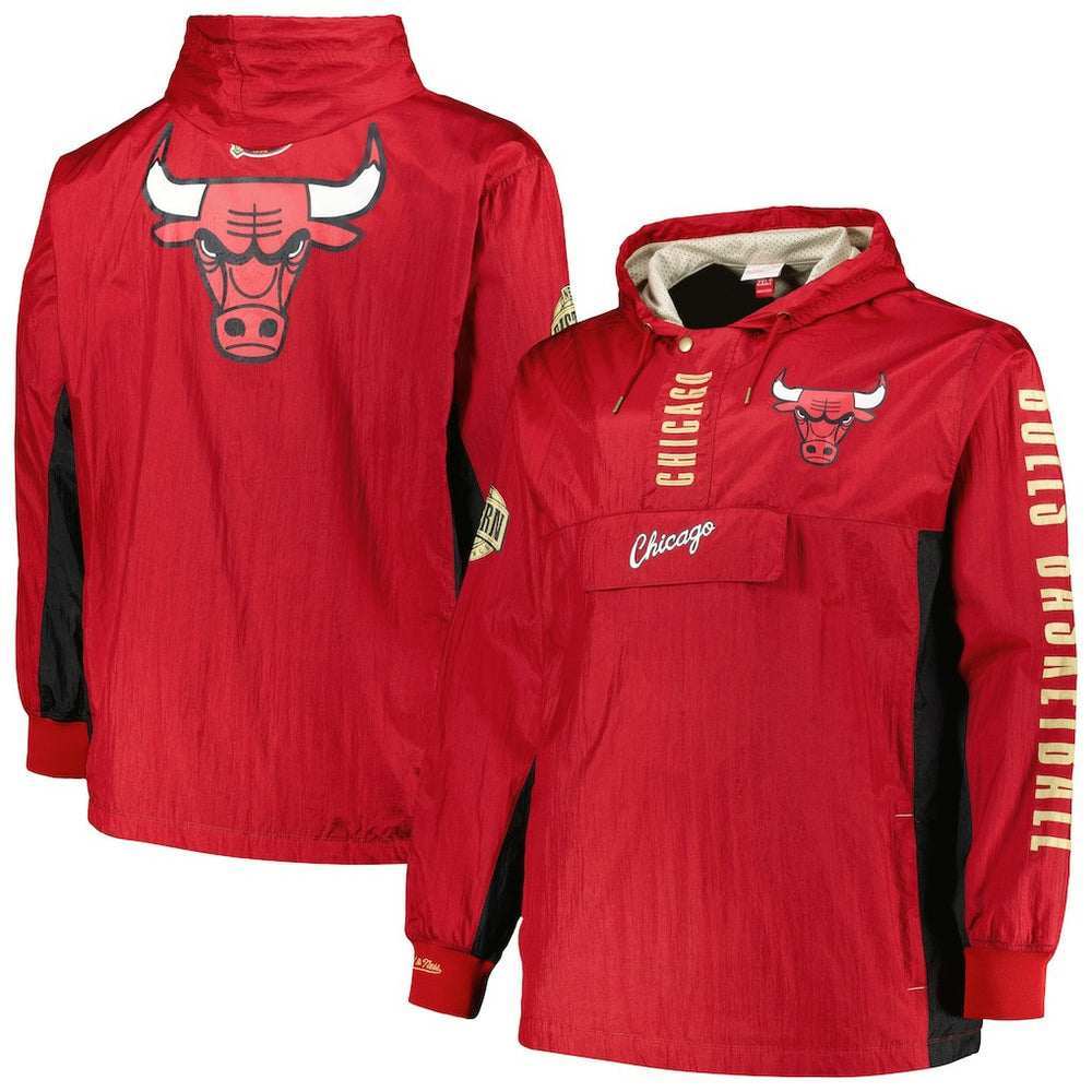 Chicago Bulls Big & Tall Hardwood Classics Team OG 2.0 Anorak Hoodie Quarter-Zip Windbreaker Jacket - Red discount