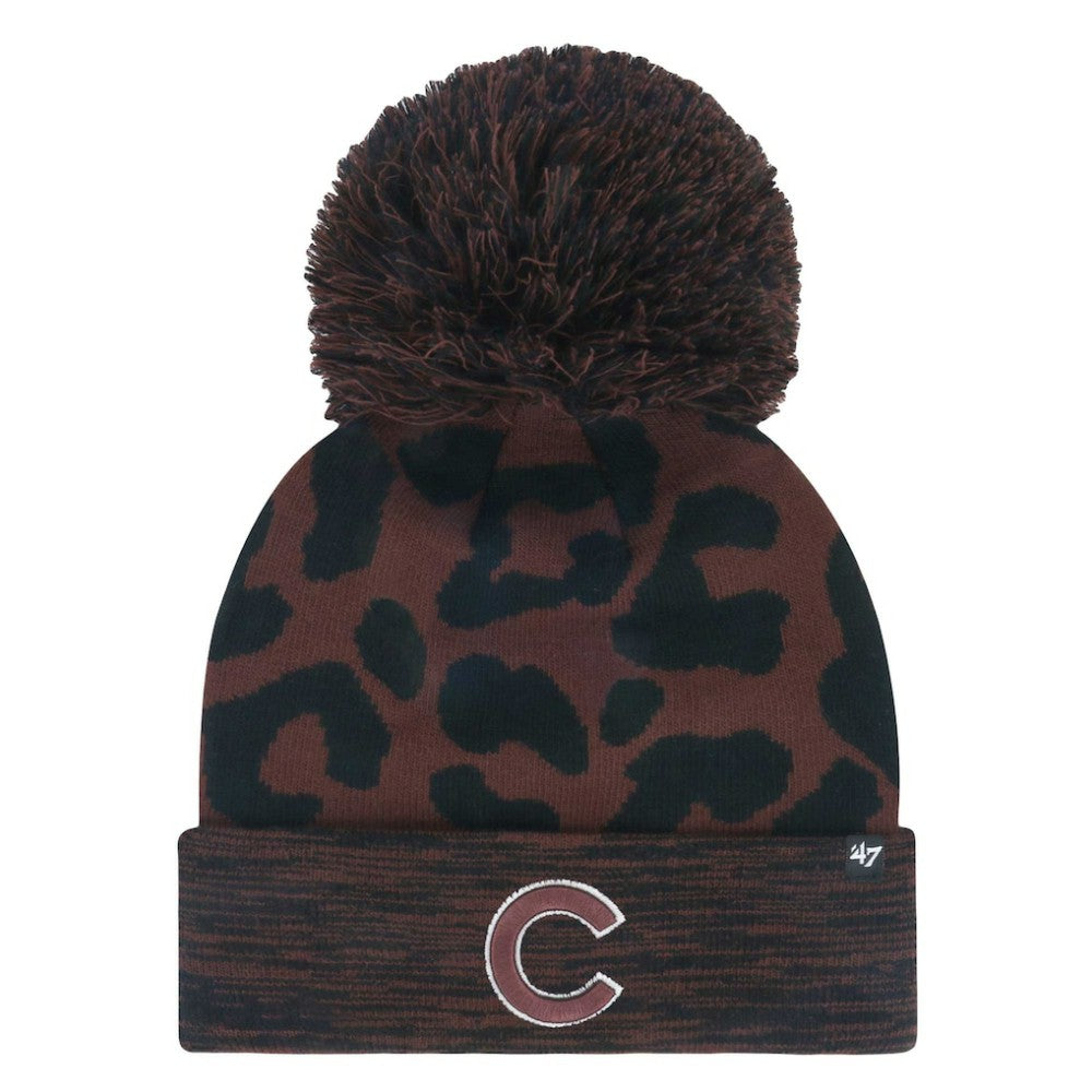 Chicago Cubs Women's Rosette Cuffed Knit Hat with Pom Brown