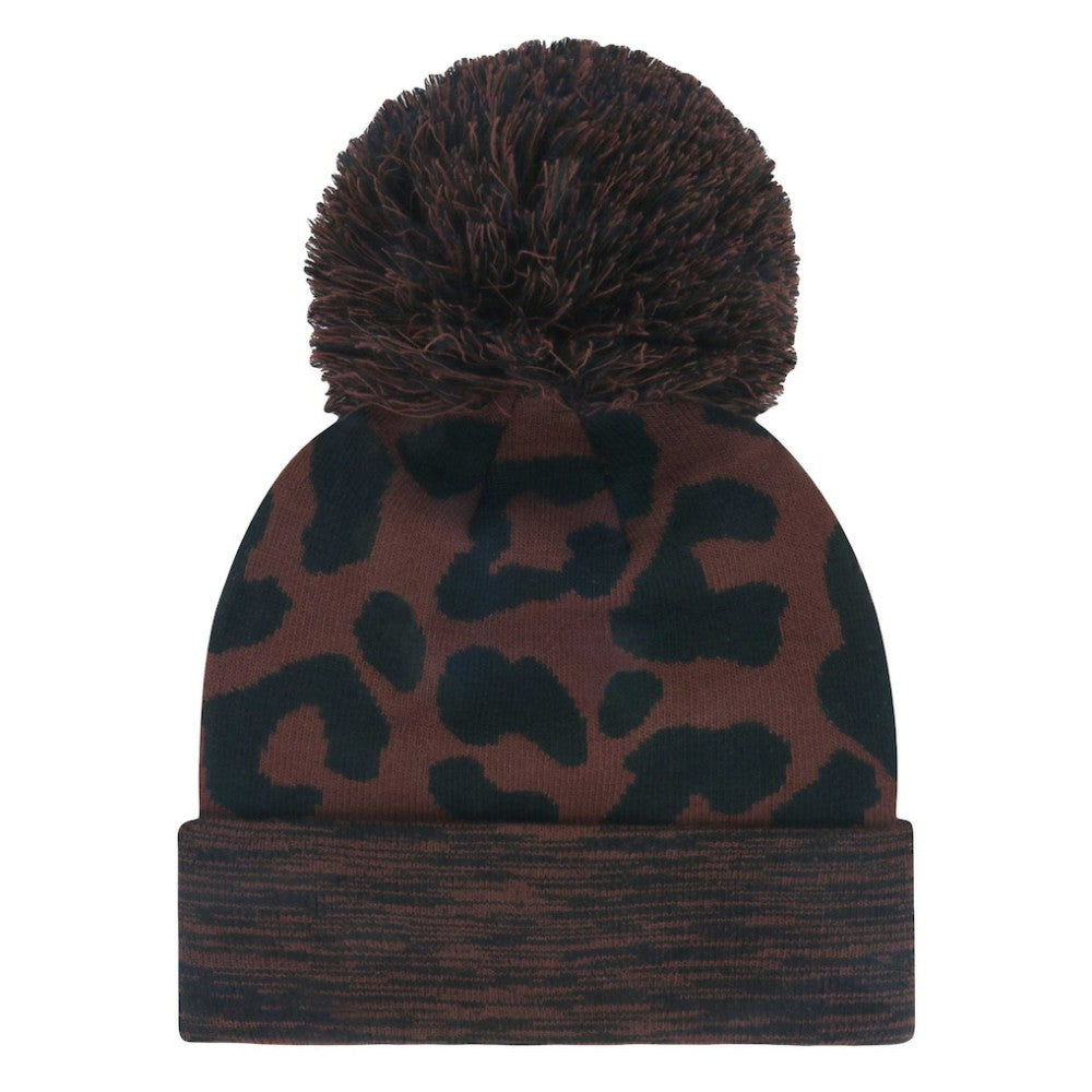 Chicago Cubs Women's Rosette Cuffed Knit Hat with Pom Brown
