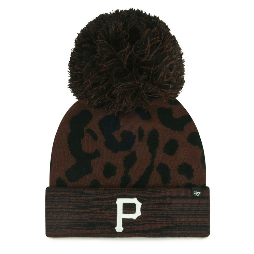 Pittsburgh Pirates Women's Rosette Cuffed Knit Hat with Pom Brown