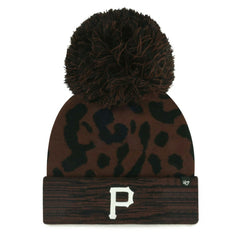 Pittsburgh Pirates Women's Rosette Cuffed Knit Hat with Pom Brown