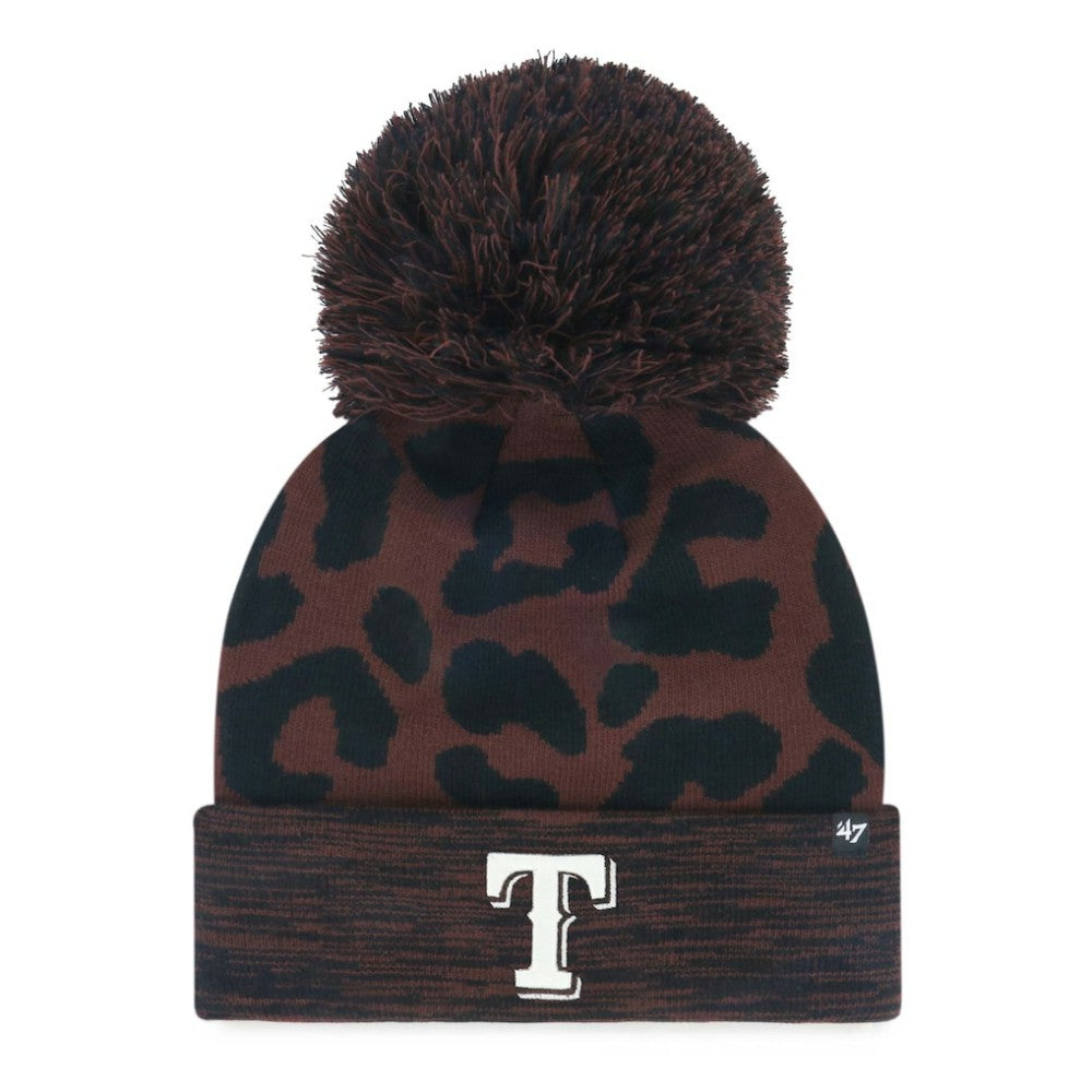 Texas Rangers Women's Rosette Cuffed Knit Hat with Pom Brown