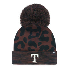 Texas Rangers Women's Rosette Cuffed Knit Hat with Pom Brown