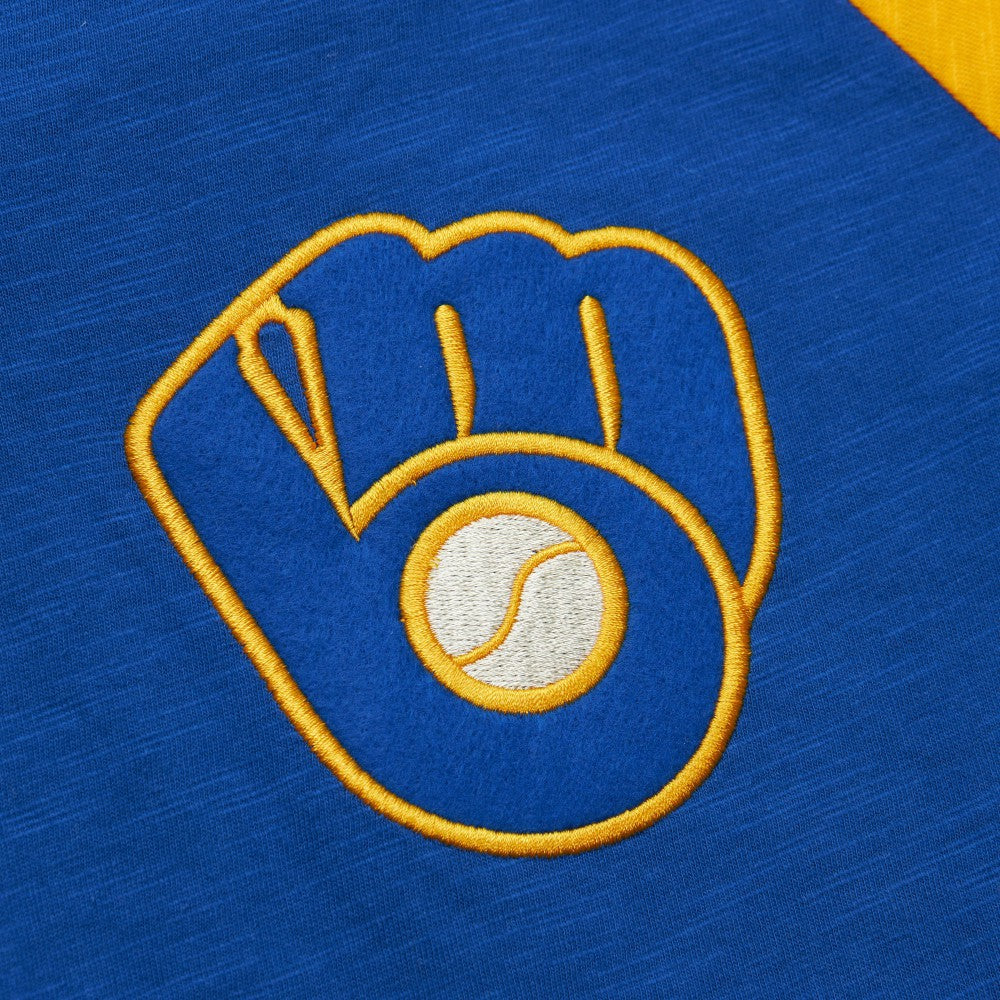 Milwaukee Brewers Cooperstown Collection Legendary Raglan Slub Henley 3/4-Sleeve T-Shirt Royal