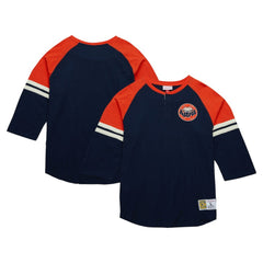 Houston Astros Cooperstown Collection Legendary Raglan Slub Henley 3/4-Sleeve T-Shirt Navy