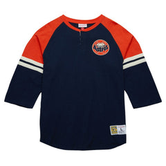 Houston Astros Cooperstown Collection Legendary Raglan Slub Henley 3/4-Sleeve T-Shirt Navy