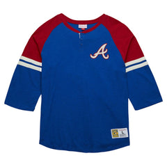 Atlanta Braves Cooperstown Collection Legendary Raglan Slub Henley 3/4-Sleeve T-Shirt Royal