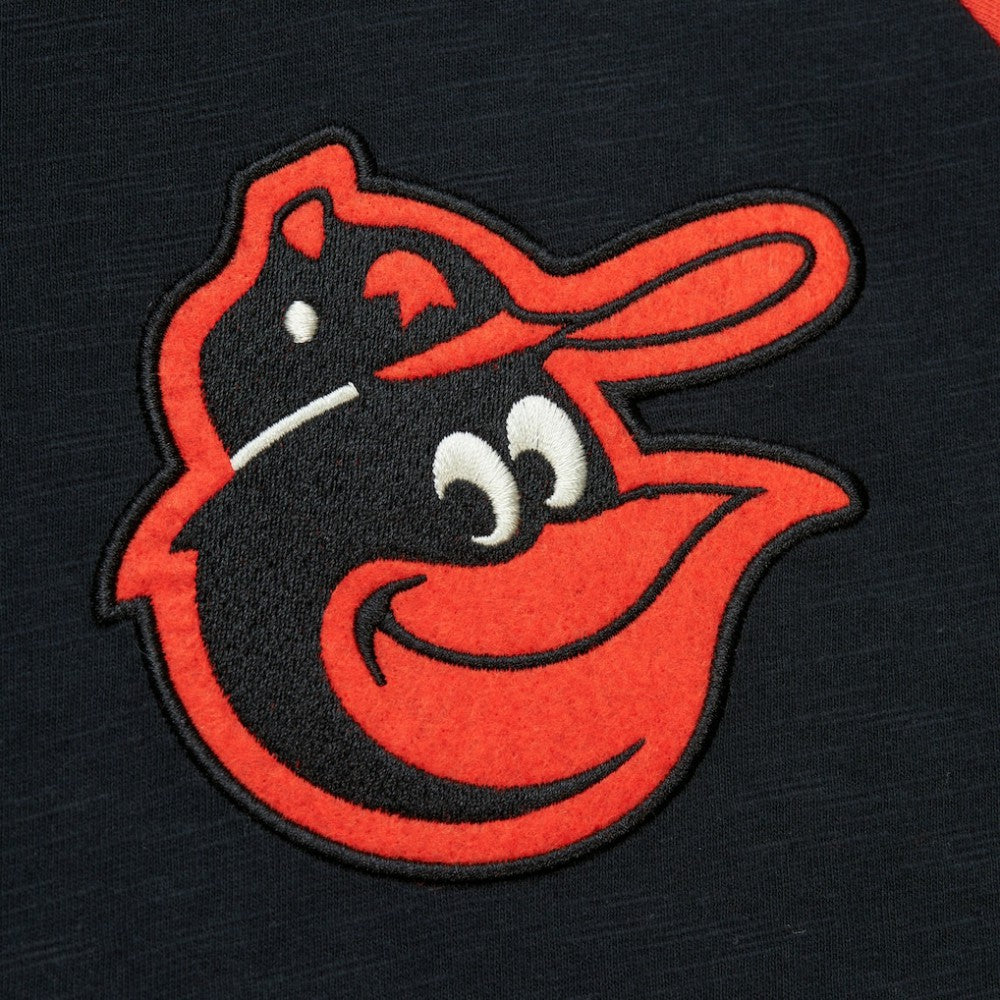 Baltimore Orioles Cooperstown Collection Legendary Raglan Slub Henley 3/4-Sleeve T-Shirt Black