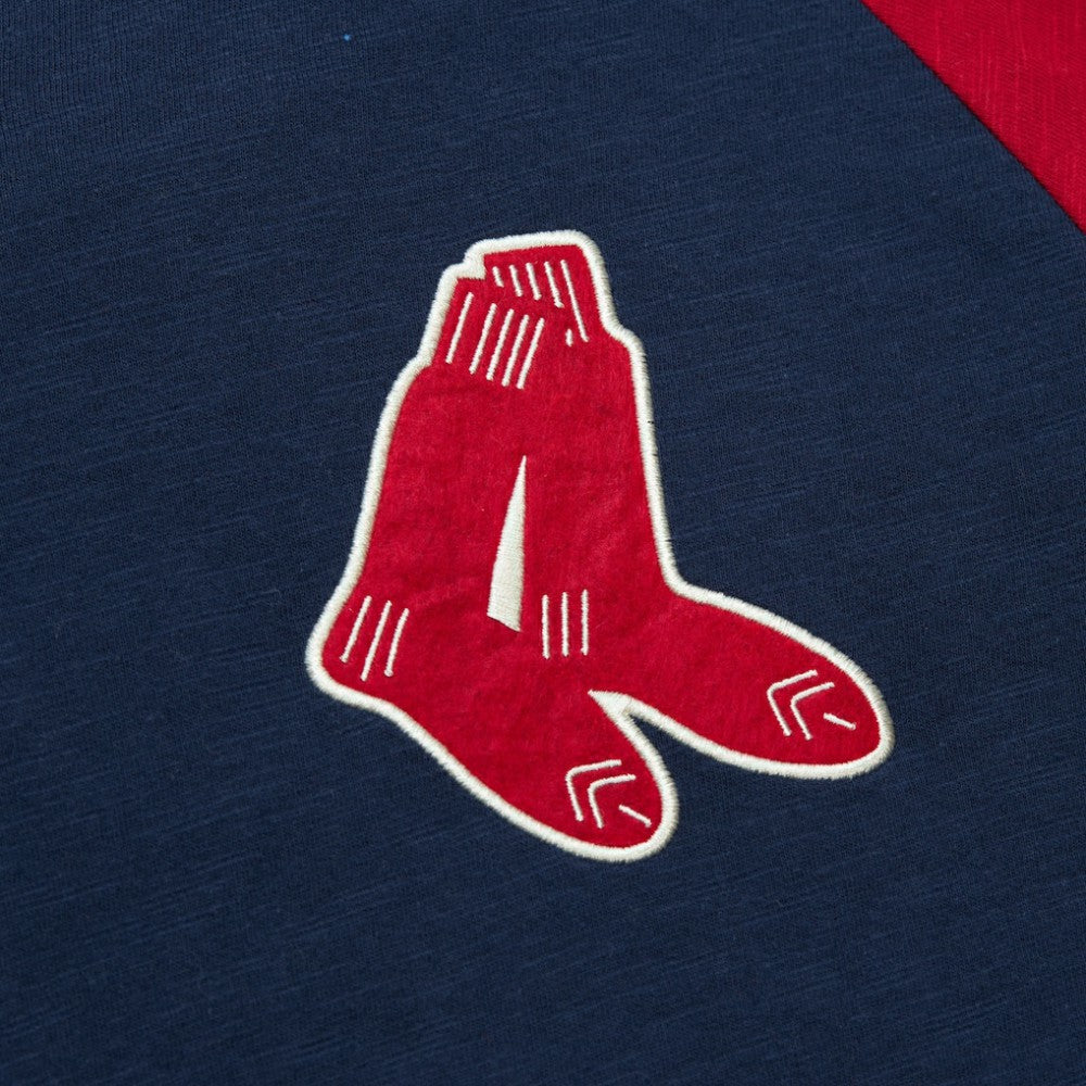 Boston Red Sox Cooperstown Collection Legendary Raglan Slub Henley 3/4-Sleeve T-Shirt Navy