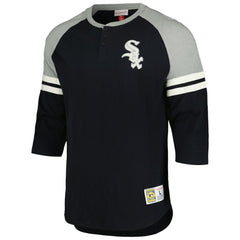Chicago White Sox Cooperstown Collection Legendary Raglan Slub Henley 3/4-Sleeve T-Shirt Black