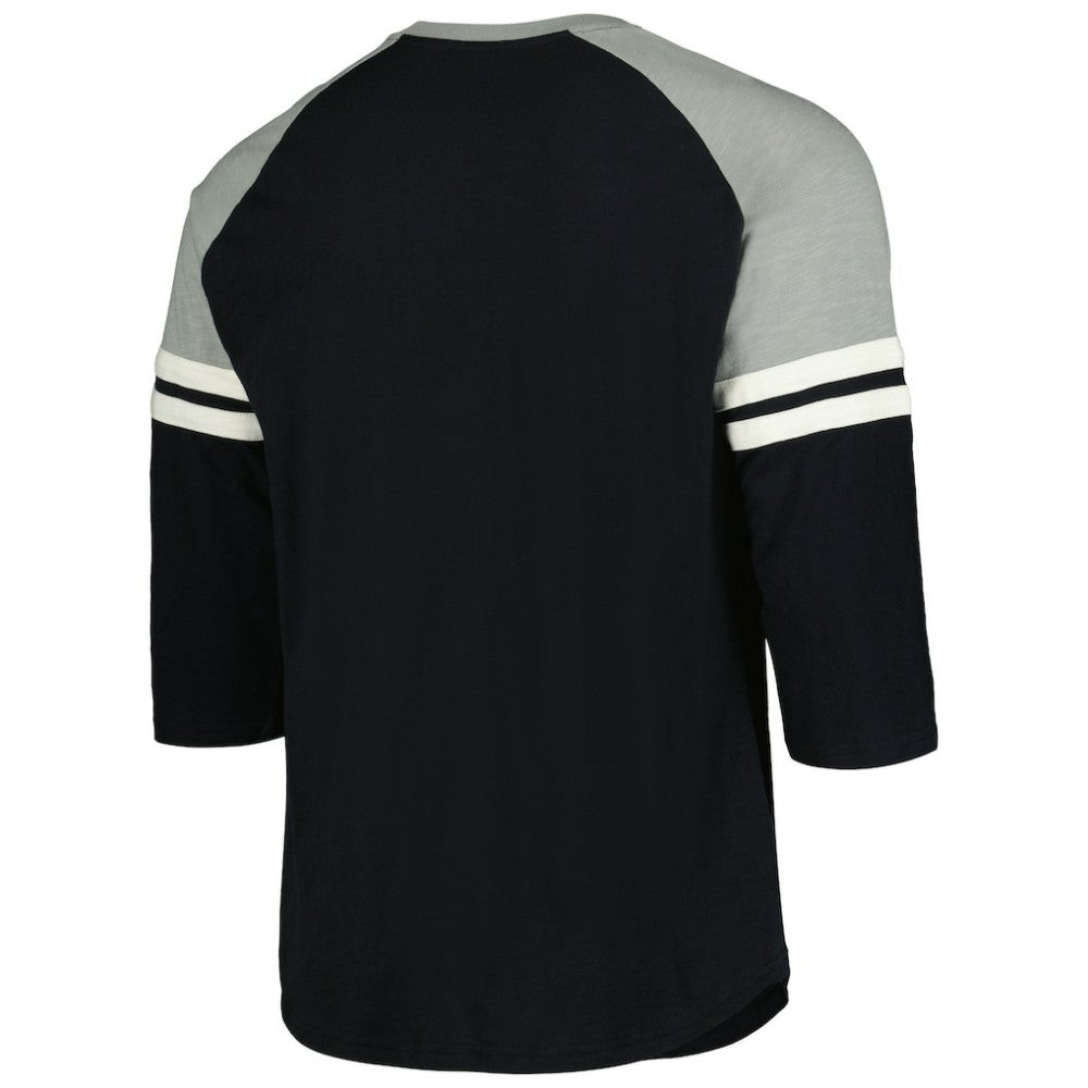 Chicago White Sox Cooperstown Collection Legendary Raglan Slub Henley 3/4-Sleeve T-Shirt Black