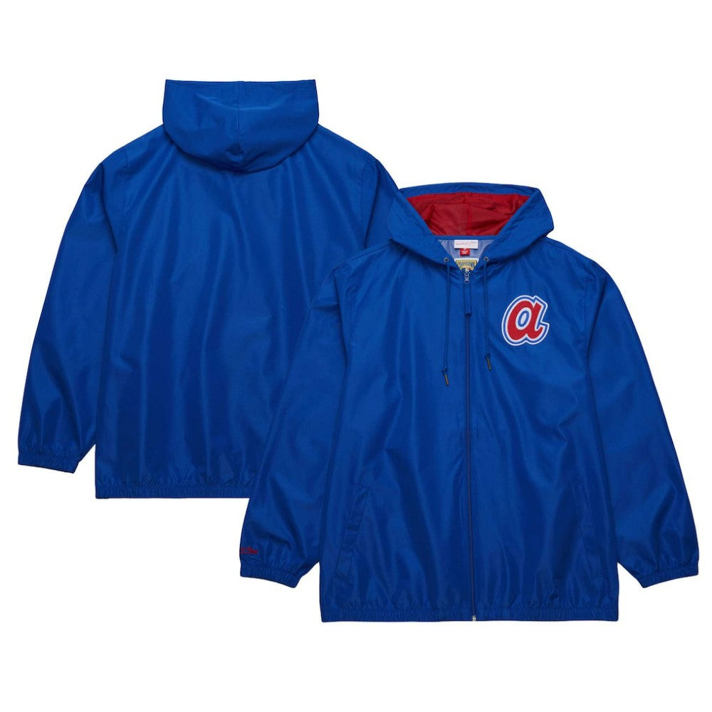 Atlanta Braves Cooperstown Collection Vintage Logo Full-Zip Hoodie Windbreaker Jacket Royal