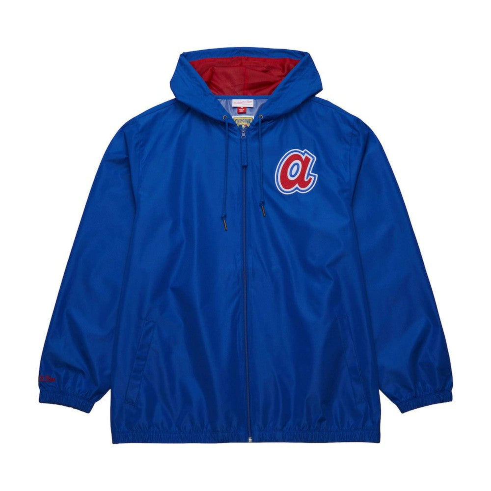 Atlanta Braves Cooperstown Collection Vintage Logo Full-Zip Hoodie Windbreaker Jacket Royal