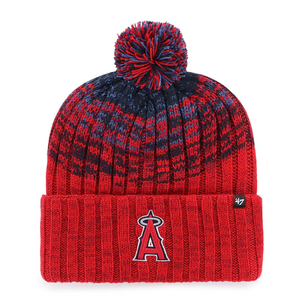 Los Angeles Angels Youth Cascade Cuffed Knit Hat with Pom  Red