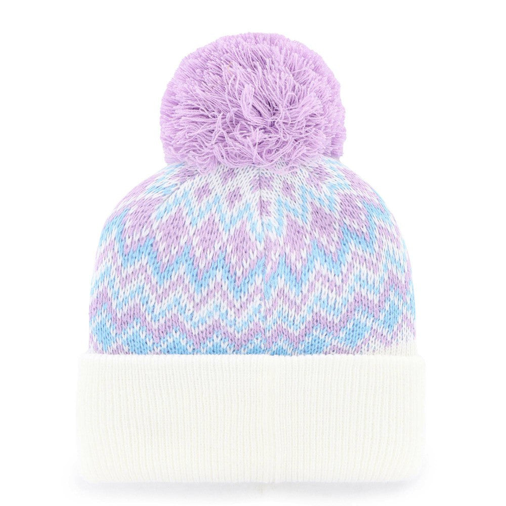 Los Angeles Angels Girls Youth Elsa Cuffed Knit Hat with Pom   White