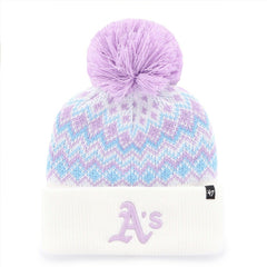 Athletics Girls Youth Elsa Cuffed Knit Hat with Pom   White