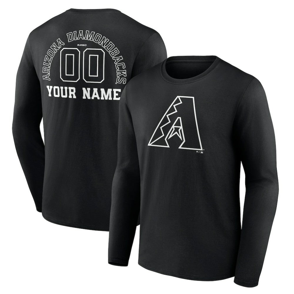 Arizona Diamondbacks Monochrome Personalized Name & Number Long Sleeve T-Shirt Black