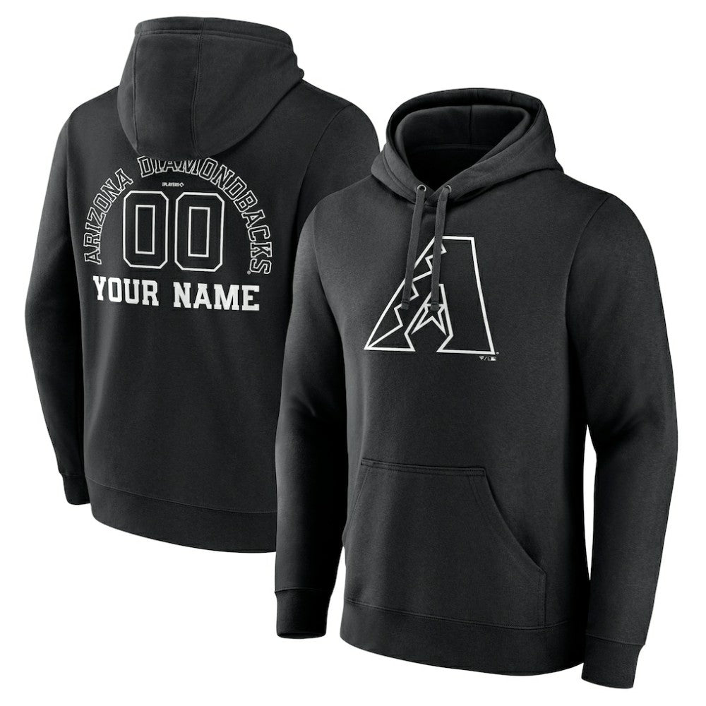 Arizona Diamondbacks Monochrome Personalized Name & Number Pullover Hoodie Black