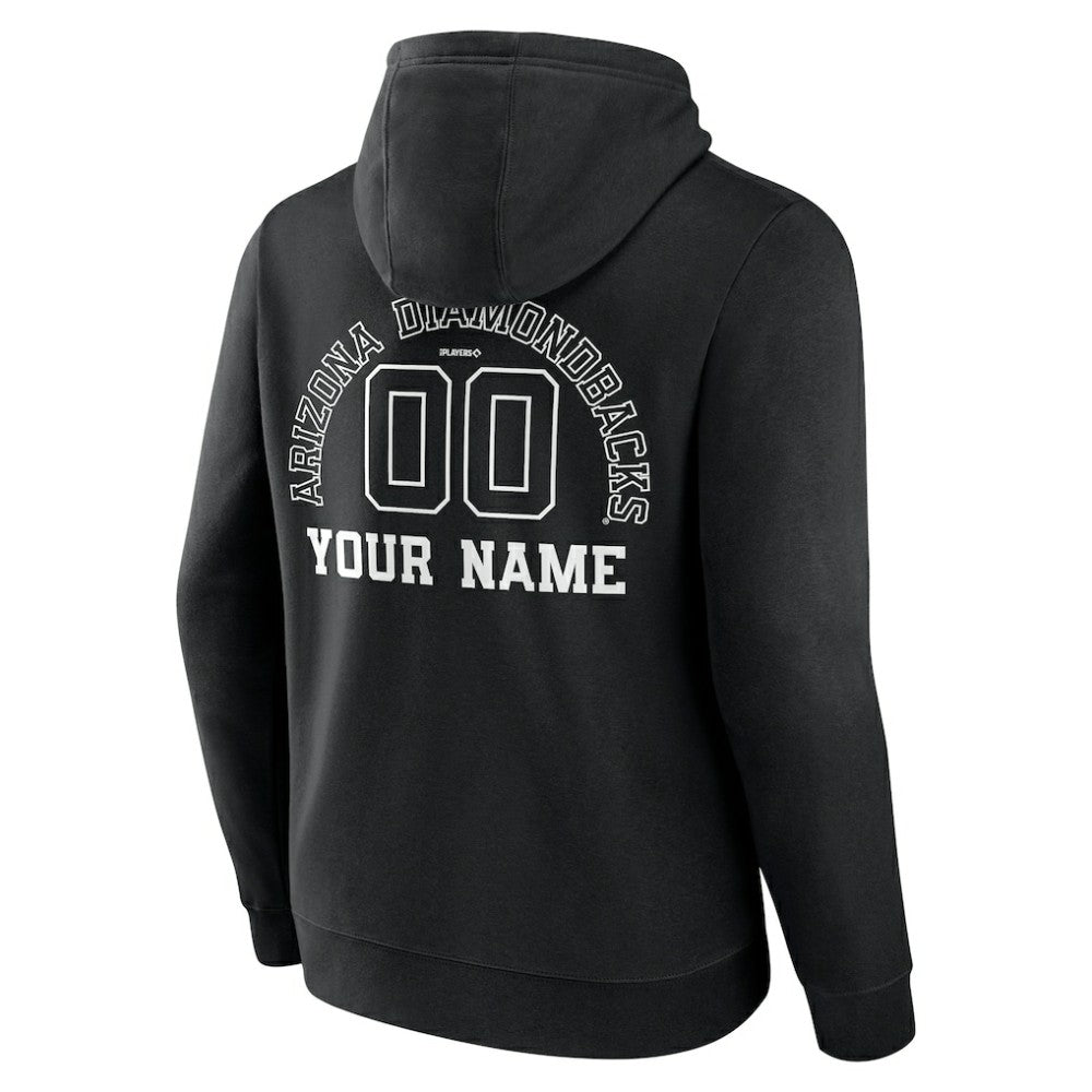 Arizona Diamondbacks Monochrome Personalized Name & Number Pullover Hoodie Black