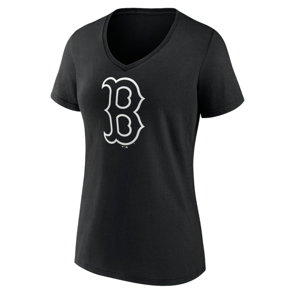 Boston Red Sox Women's Monochrome Personalized Name & Number V-Neck T-Shirt Black