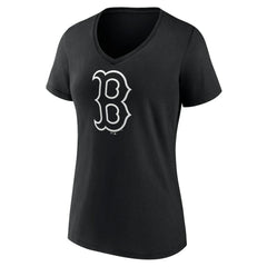 Boston Red Sox Women's Monochrome Personalized Name & Number V-Neck T-Shirt Black