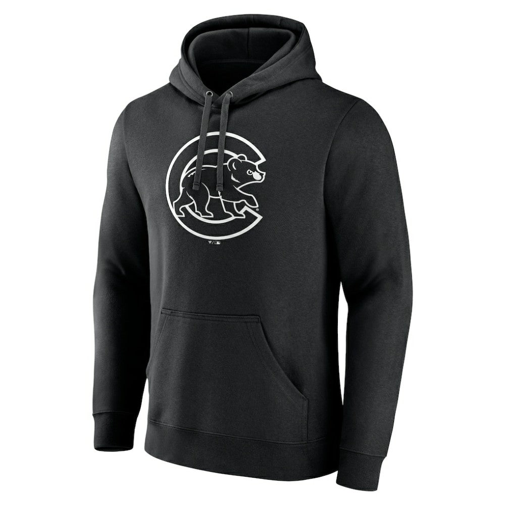 Chicago Cubs Monochrome Personalized Name & Number Pullover Hoodie Black