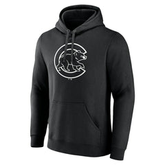 Chicago Cubs Monochrome Personalized Name & Number Pullover Hoodie Black