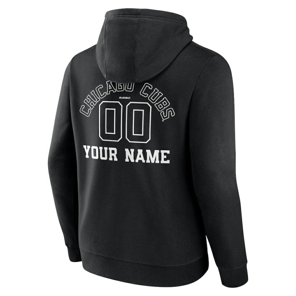 Chicago Cubs Monochrome Personalized Name & Number Pullover Hoodie Black