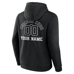 Chicago Cubs Monochrome Personalized Name & Number Pullover Hoodie Black
