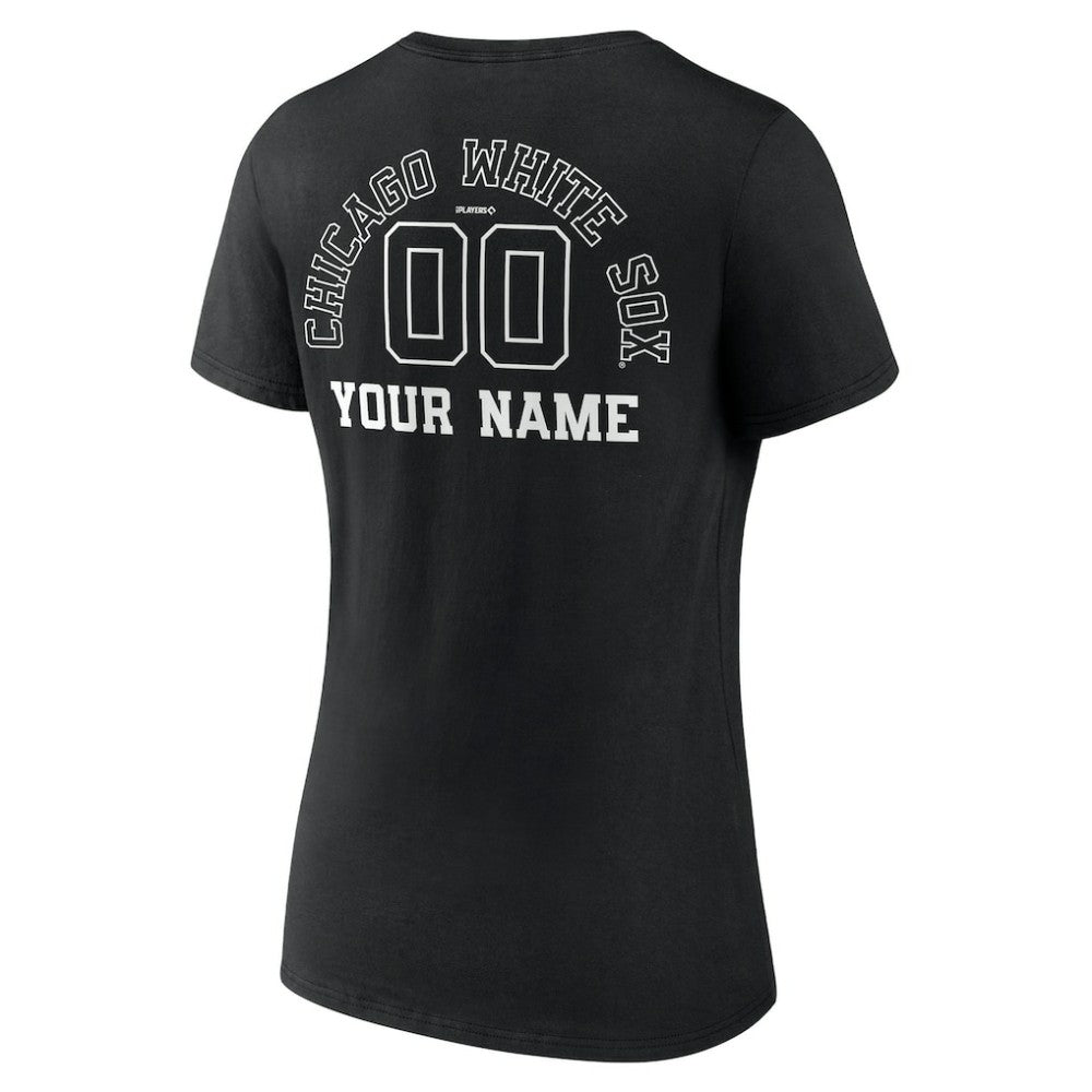 Chicago White Sox Women's Monochrome Personalized Name & Number V-Neck T-Shirt Black
