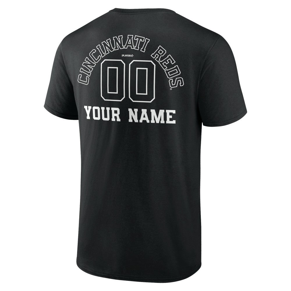 Cincinnati Reds Monochrome Personalized Name & Number T-Shirt Black