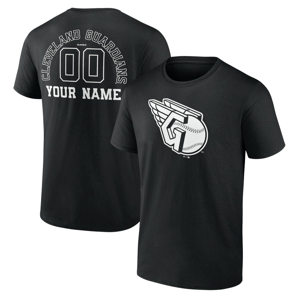 Cleveland Guardians Monochrome Personalized Name & Number T-Shirt Black