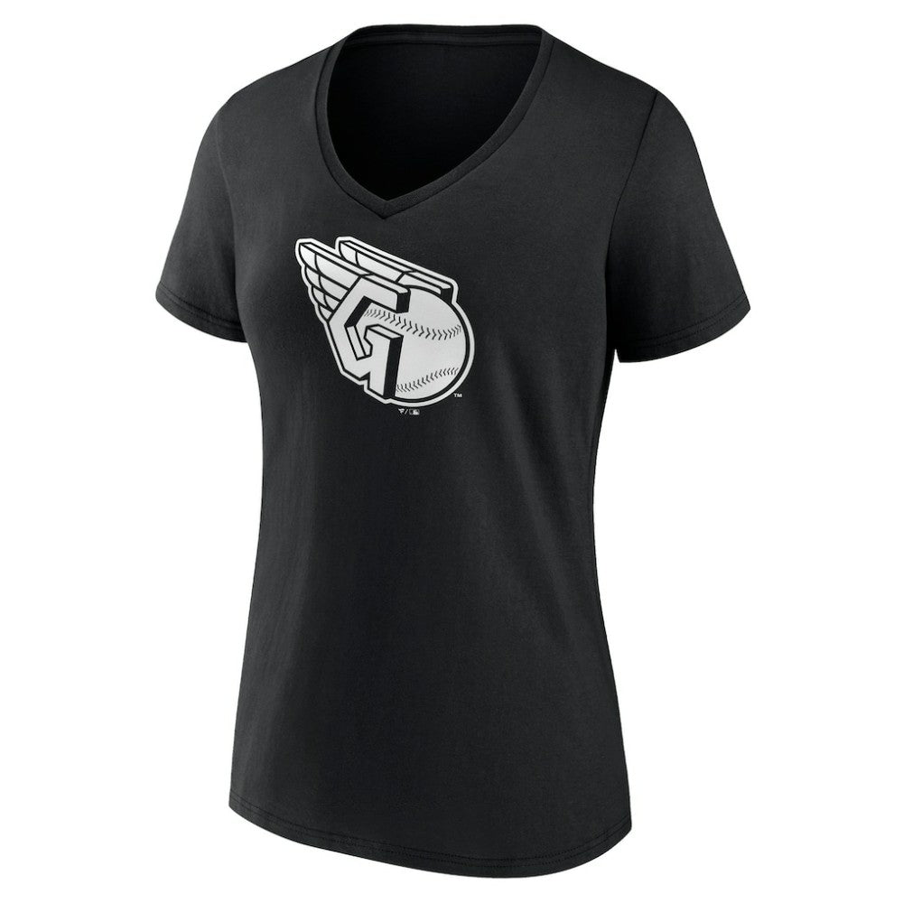 Cleveland Guardians Women's Monochrome Personalized Name & Number V-Neck T-Shirt Black
