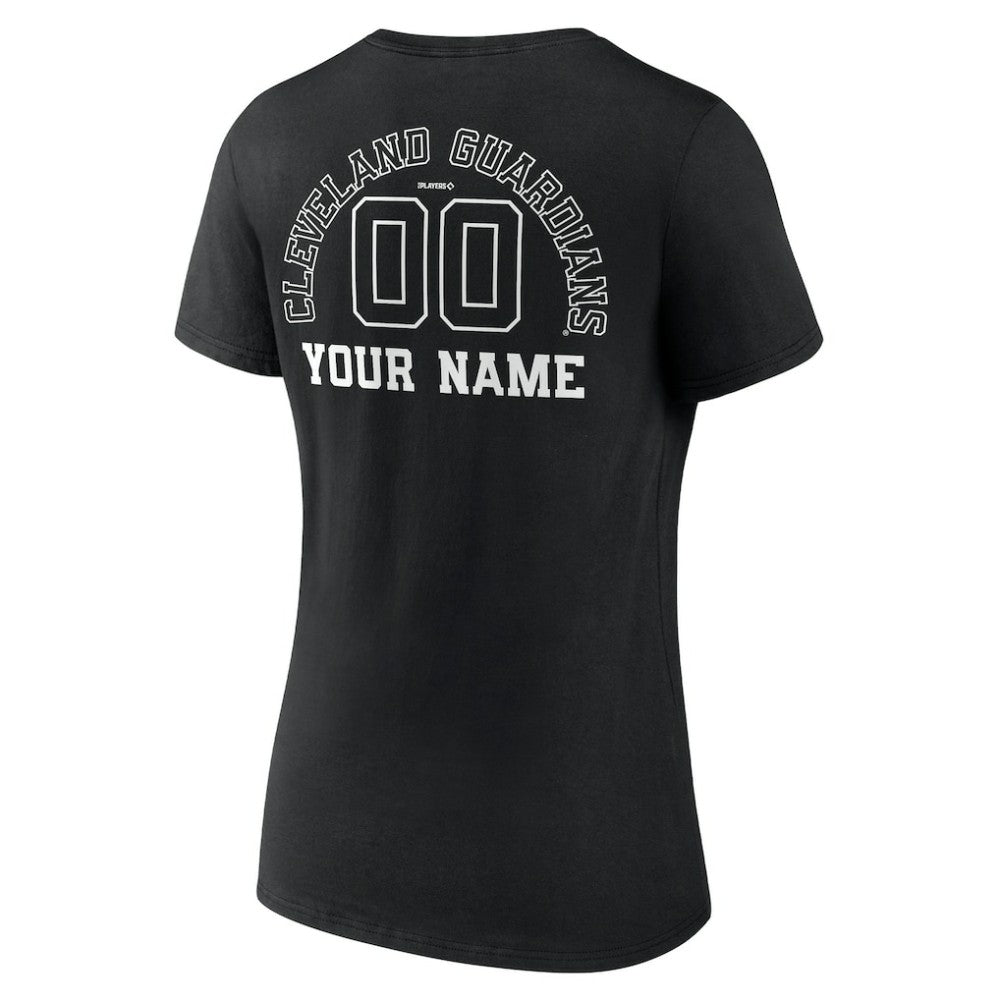 Cleveland Guardians Women's Monochrome Personalized Name & Number V-Neck T-Shirt Black