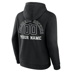 Colorado Rockies Monochrome Personalized Name & Number Pullover Hoodie Black
