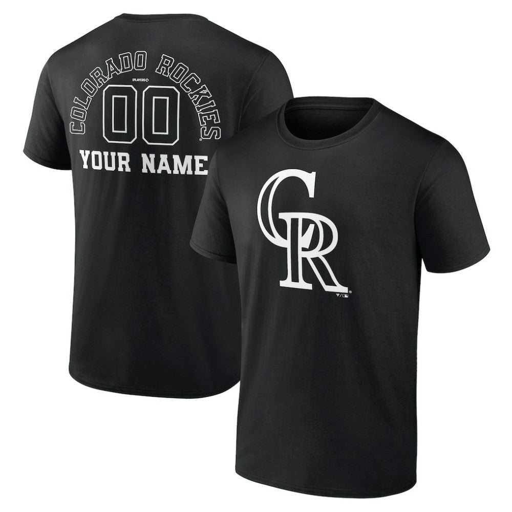 Colorado Rockies Monochrome Personalized Name & Number T-Shirt Black