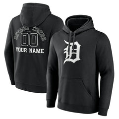 Detroit Tigers Monochrome Personalized Name & Number Pullover Hoodie Black