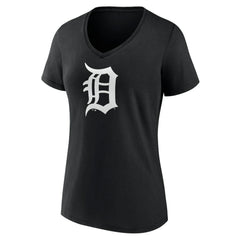 Detroit Tigers Women's Monochrome Personalized Name & Number V-Neck T-Shirt Black