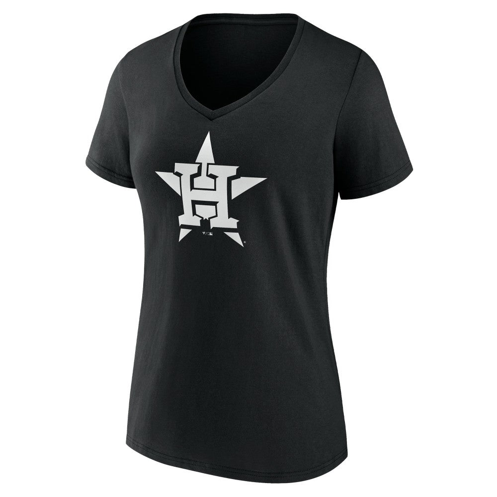 Houston Astros Women's Monochrome Personalized Name & Number V-Neck T-Shirt Black