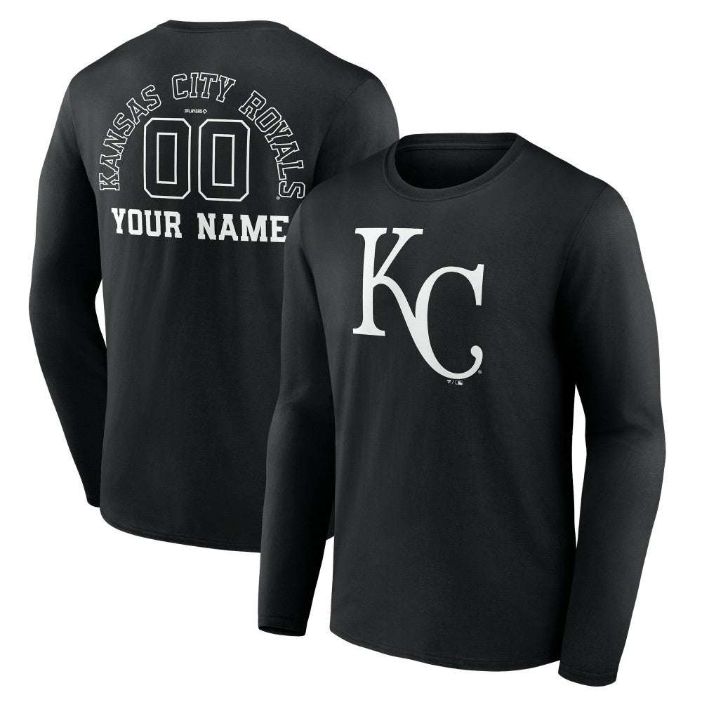 Kansas City Royals Monochrome Personalized Name & Number Long Sleeve T-Shirt Black