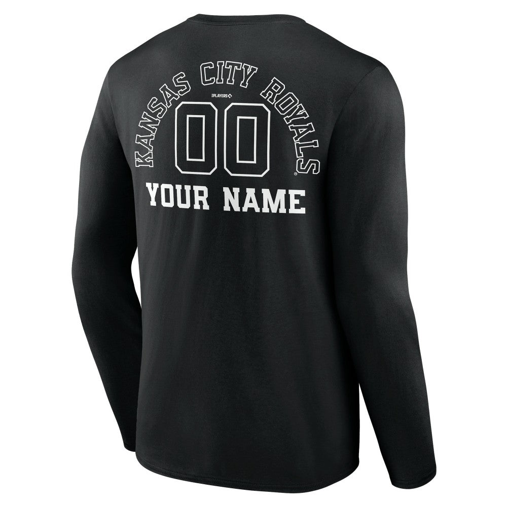 Kansas City Royals Monochrome Personalized Name & Number Long Sleeve T-Shirt Black