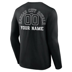 Kansas City Royals Monochrome Personalized Name & Number Long Sleeve T-Shirt Black