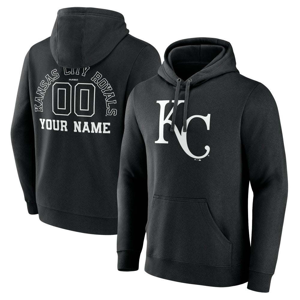 Kansas City Royals Monochrome Personalized Name & Number Pullover Hoodie Black