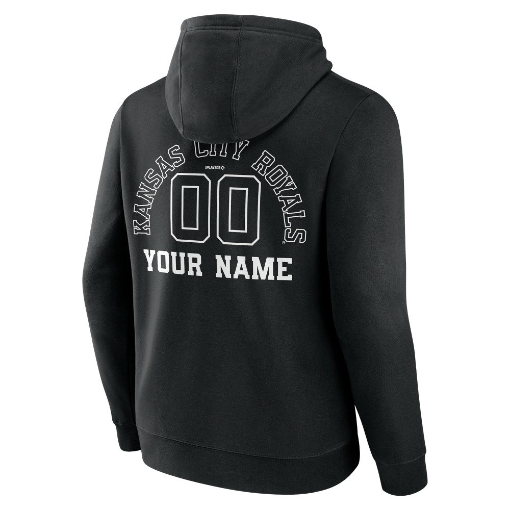 Kansas City Royals Monochrome Personalized Name & Number Pullover Hoodie Black