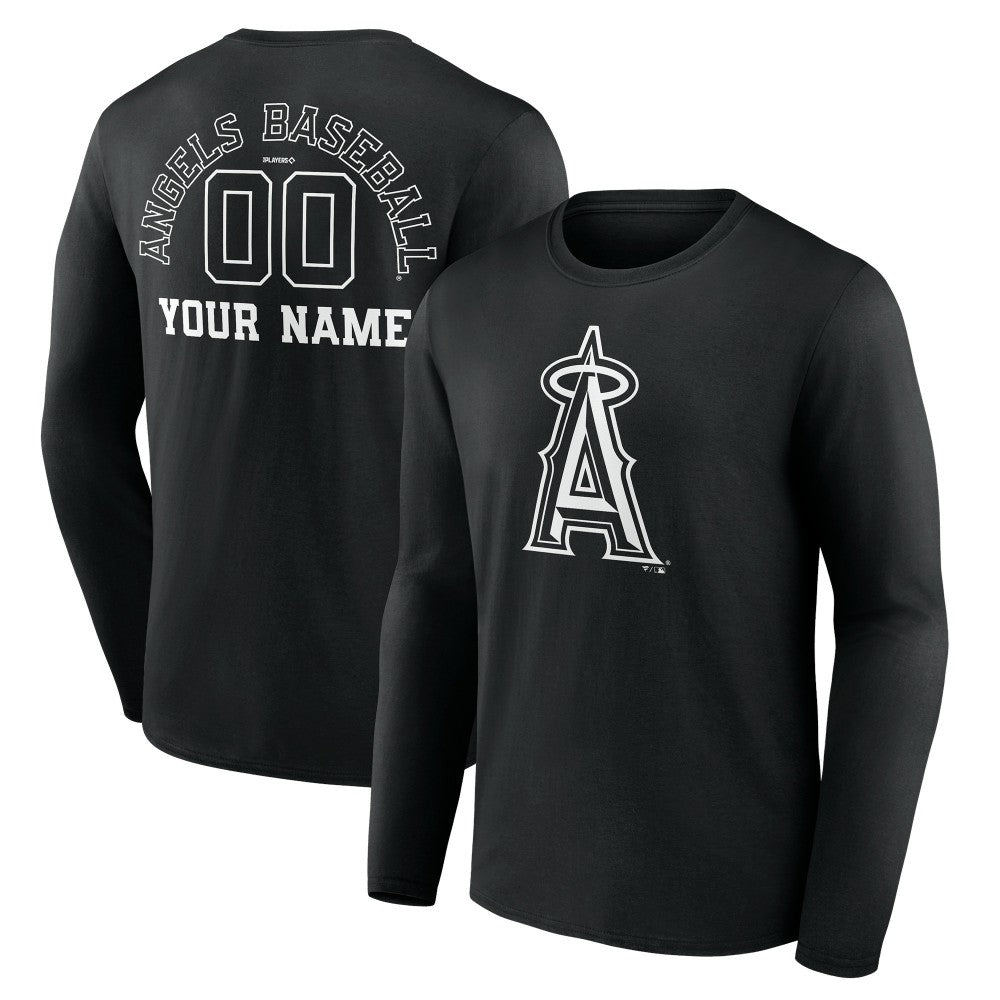 Los Angeles Angels Monochrome Personalized Name & Number Long Sleeve T-Shirt Black