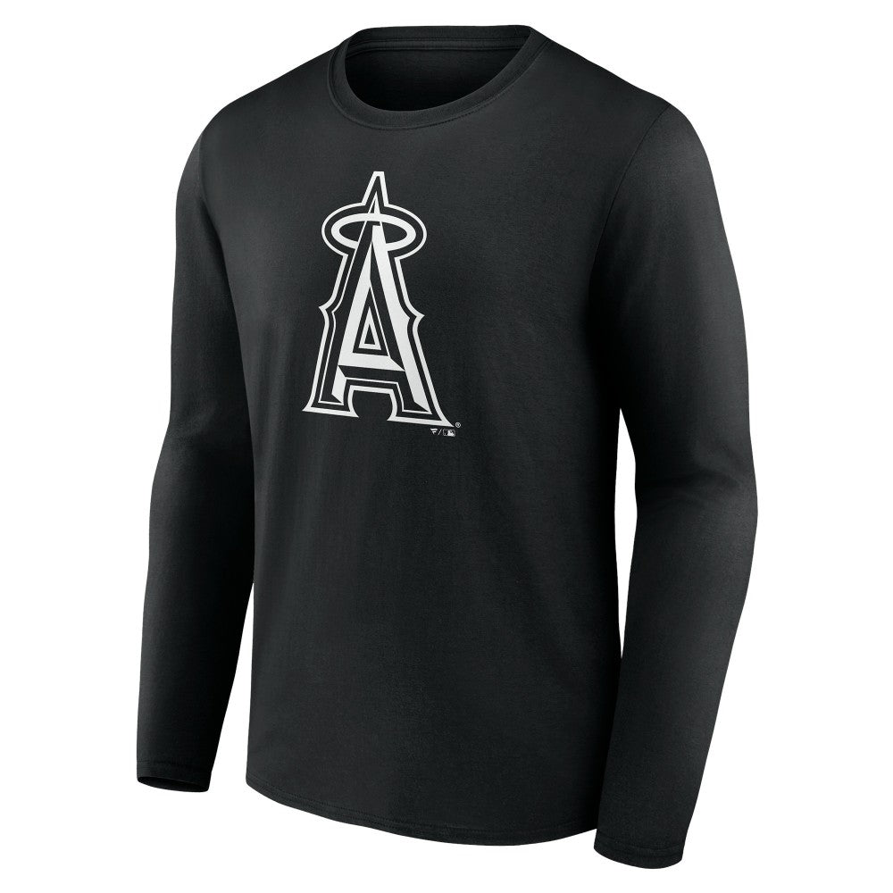 Los Angeles Angels Monochrome Personalized Name & Number Long Sleeve T-Shirt Black