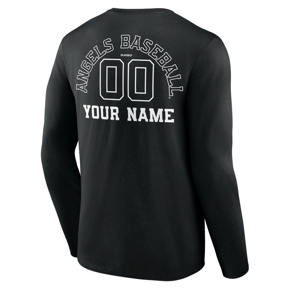 Los Angeles Angels Monochrome Personalized Name & Number Long Sleeve T-Shirt Black