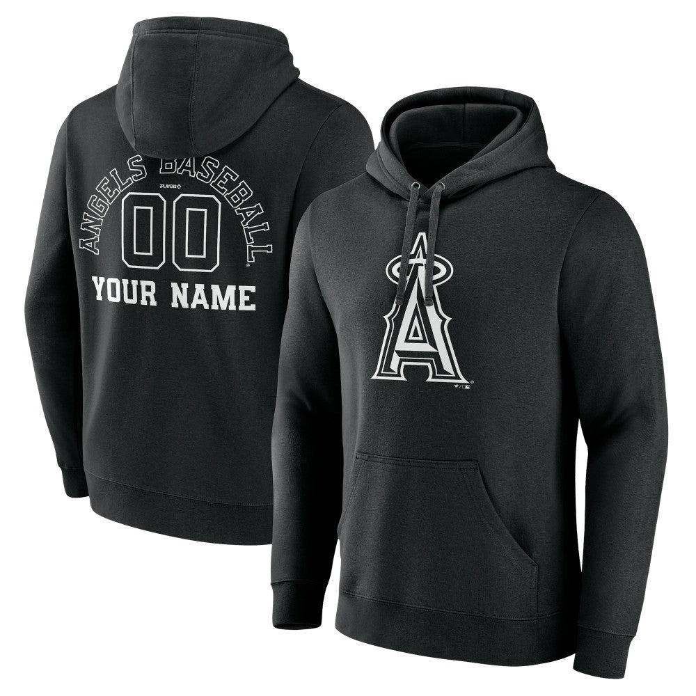 Los Angeles Angels Monochrome Personalized Name & Number Pullover Hoodie Black