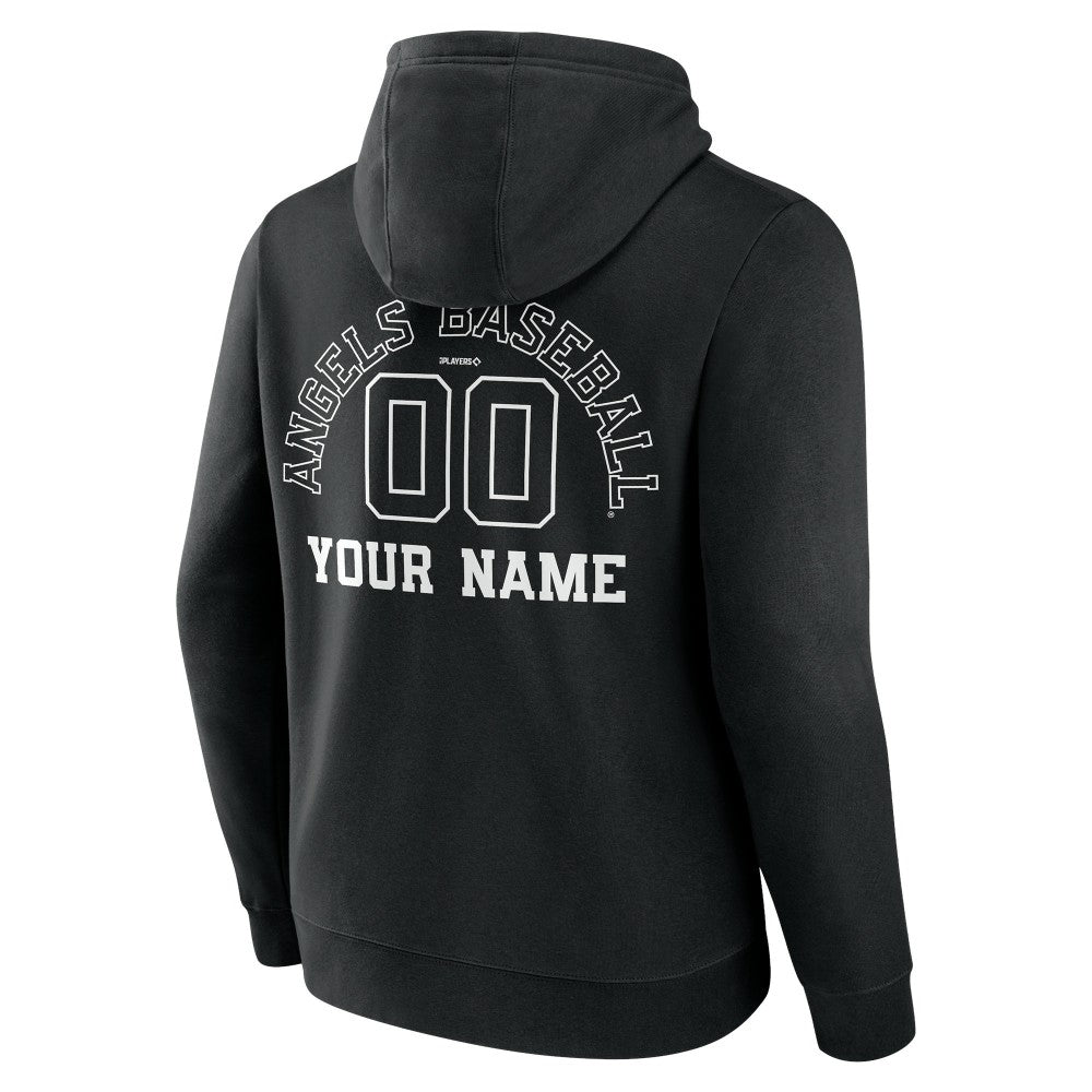 Los Angeles Angels Monochrome Personalized Name & Number Pullover Hoodie Black