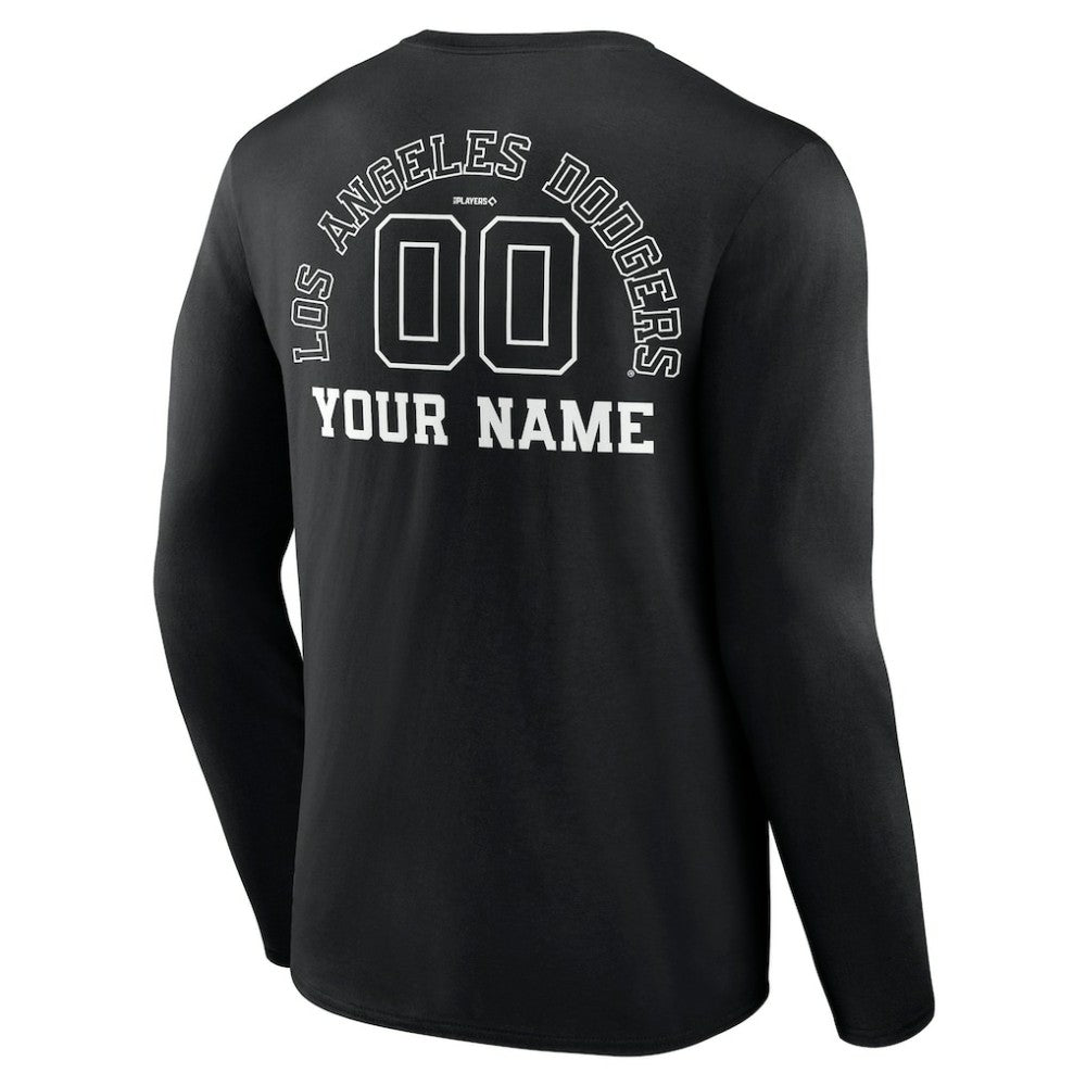 Los Angeles Dodgers Monochrome Personalized Name & Number Long Sleeve T-Shirt Black